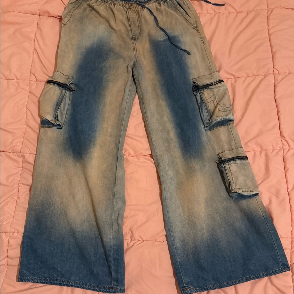 Womens Blue Cargo Jeans